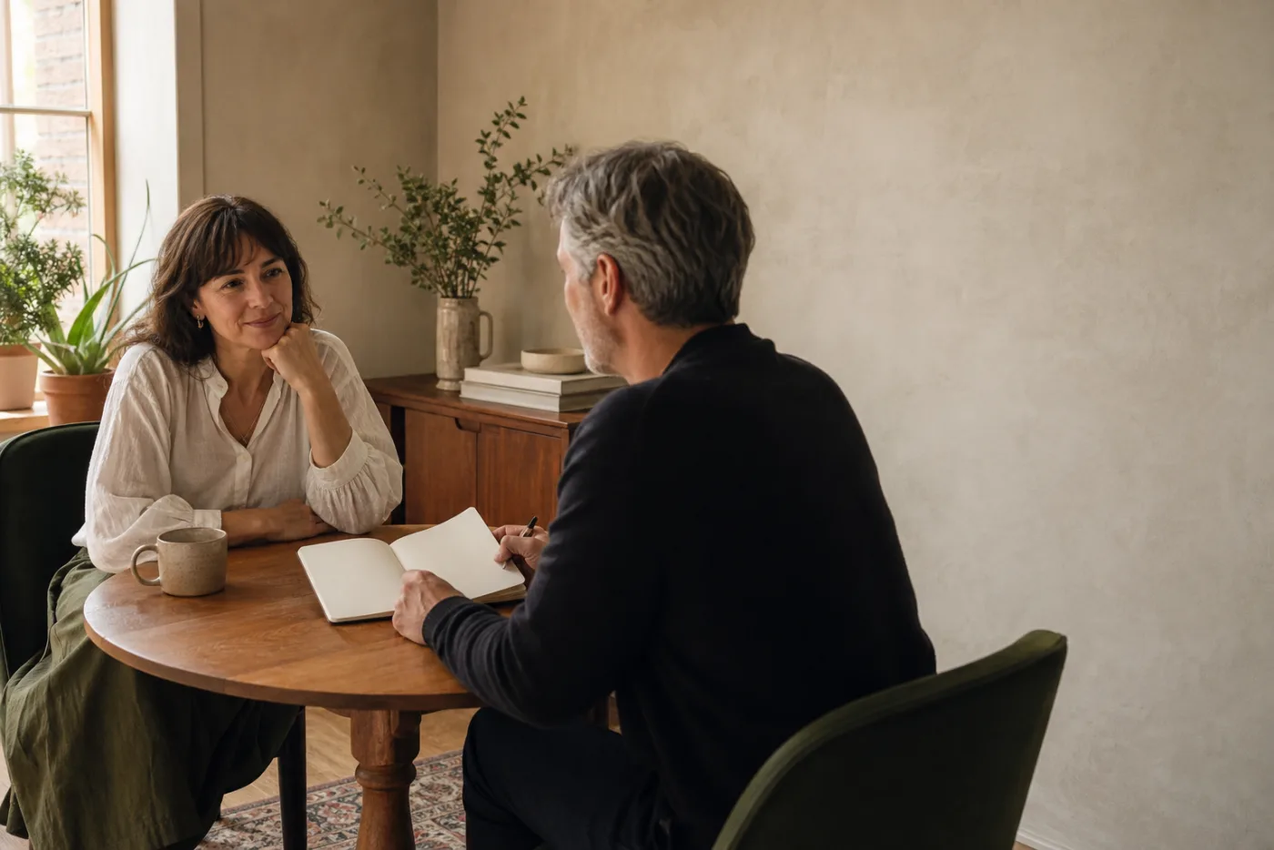 Two founders talking through an approach